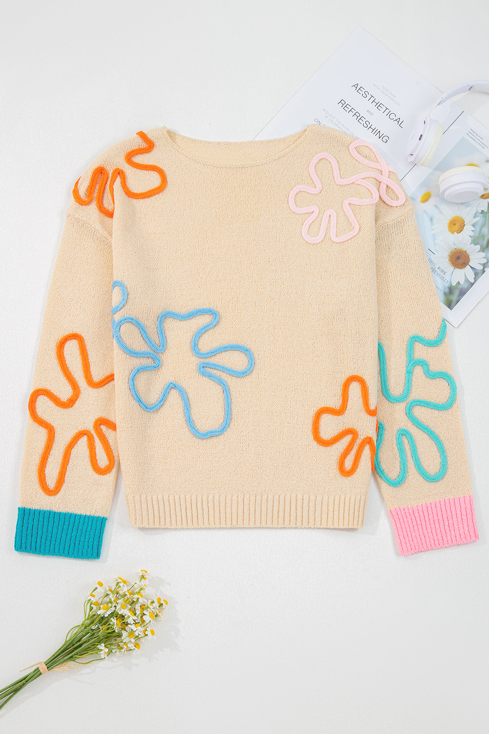 Destiny Colorblock Cuffed Loose Sweater