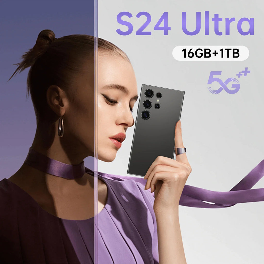 US In-Stock S24 Ultra 5G All-In-One Smartphone 7.3 Inch HD 8+256GB Dual Sim 108MP Rear Camera 65W Quick Supports French Spanish