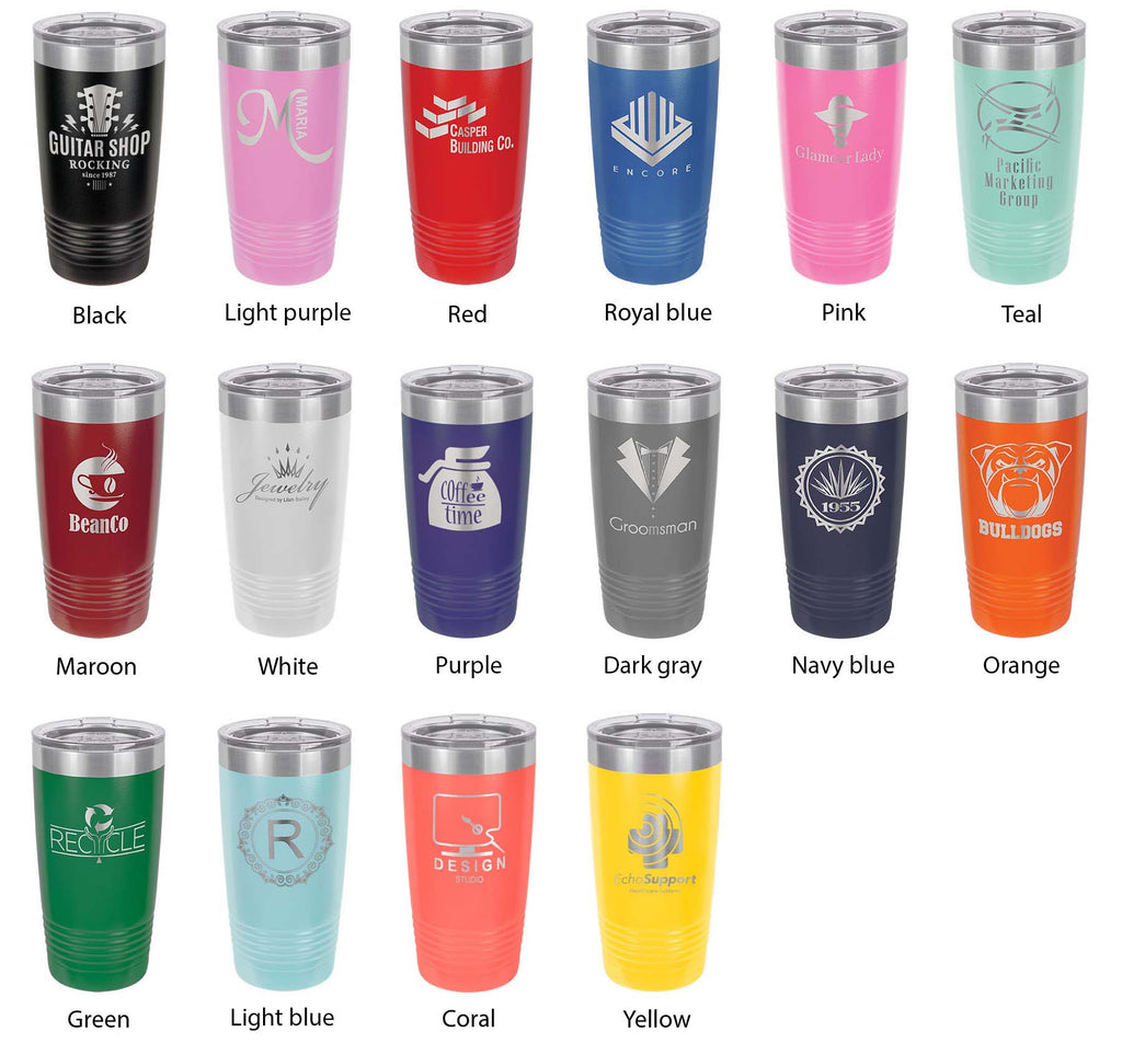 Crystal Lake Map Tumbler Travel Mug Insulated Laser Engraved Coffee Cup Vermont 20 oz